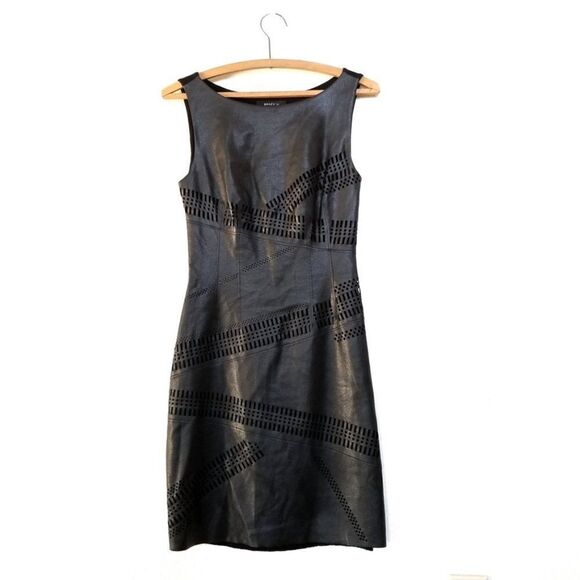 Bailey 44 Dresses & Skirts - BAILEY 44 Waterfall Vegan Leather Cut Out Mini Sheath Dress Womens Small Black